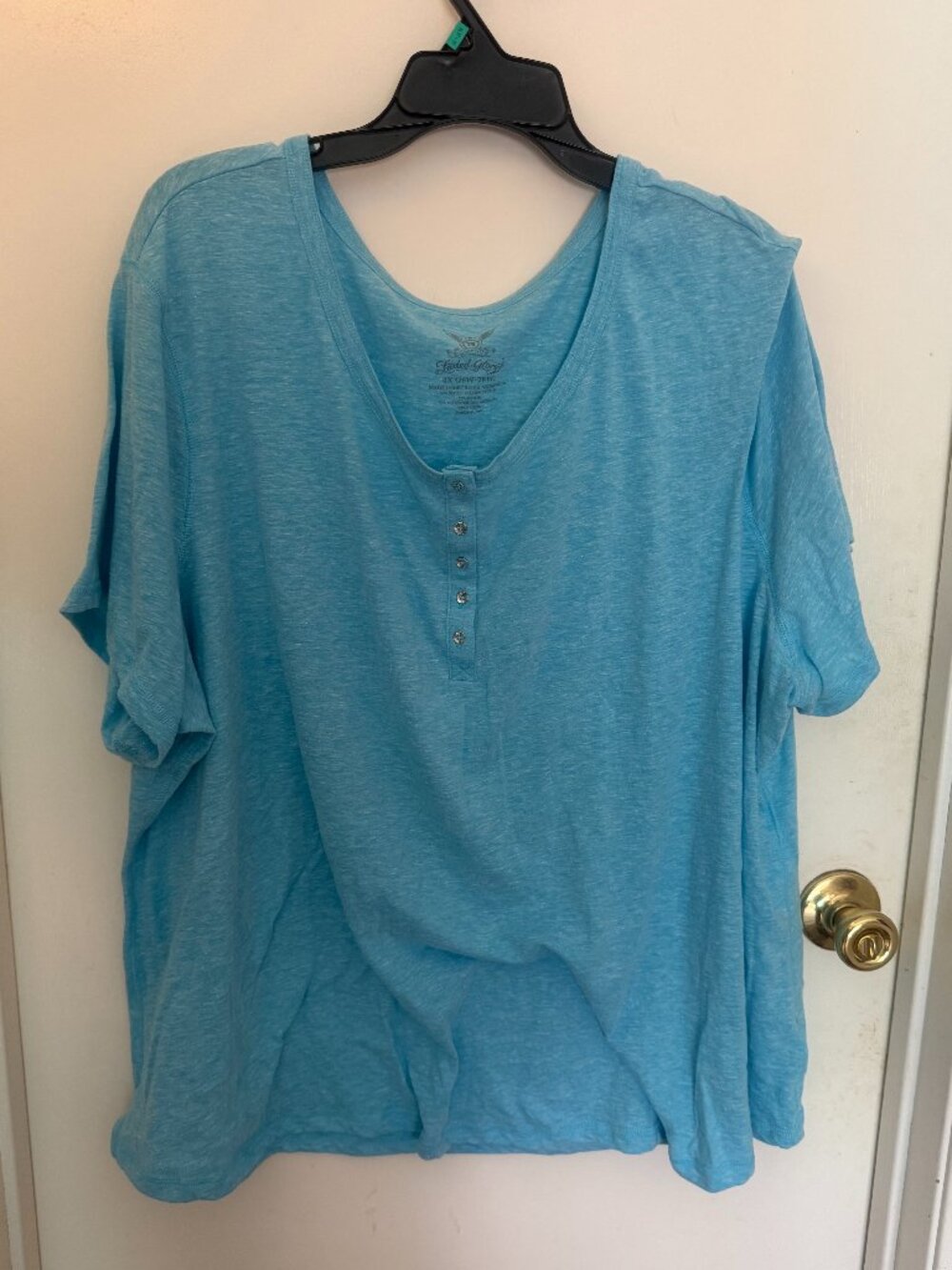 Faded Glory Blue Henley Shirt W 4X